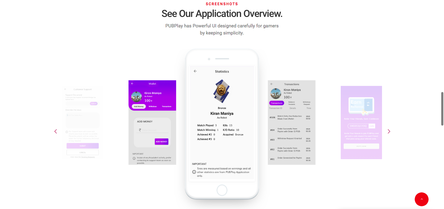 PUBPlay Application Screenshots